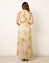 Floral Print Halter Neck Occasion Dress