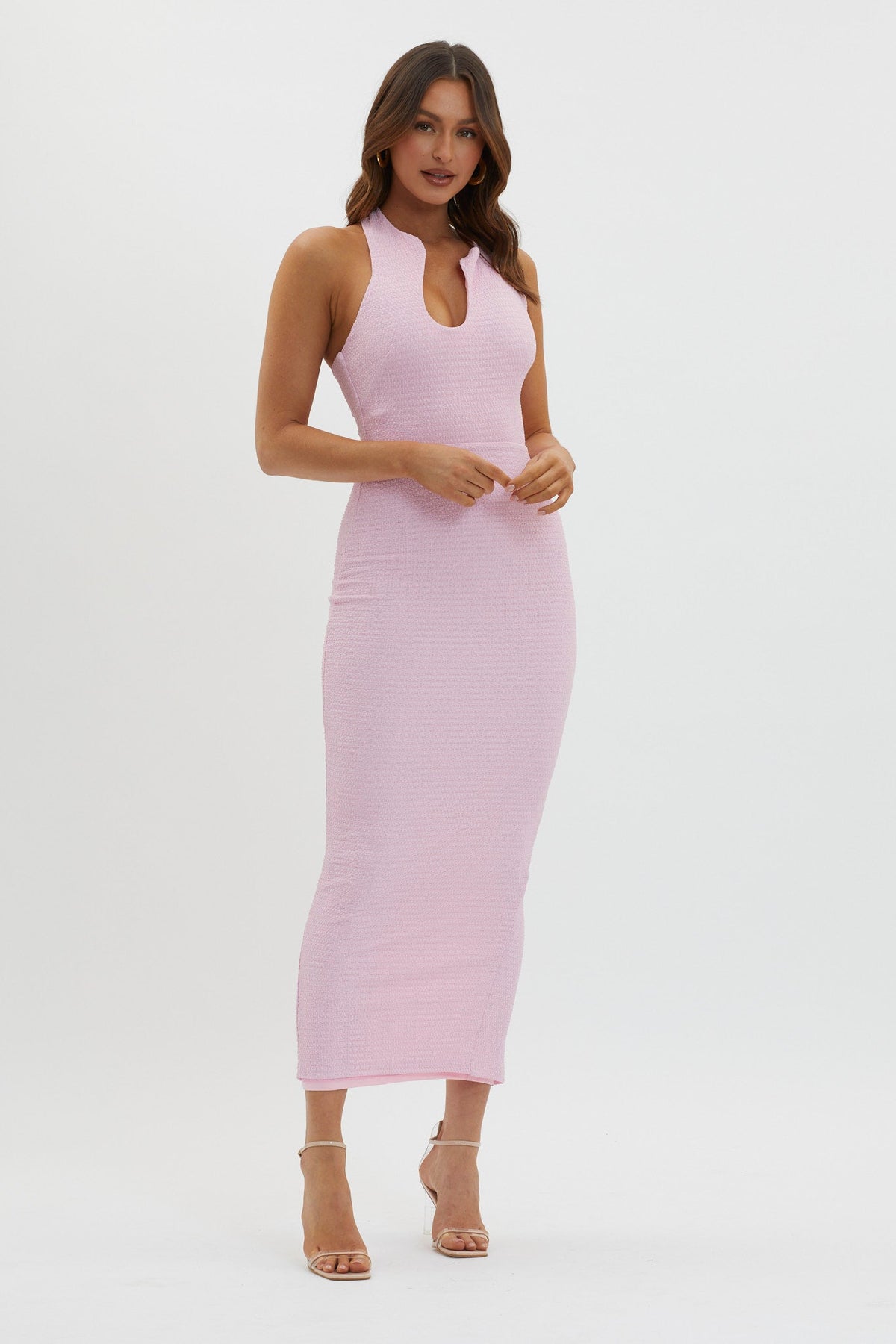 Seek And Find Asymmetric Neckline Dress Pink