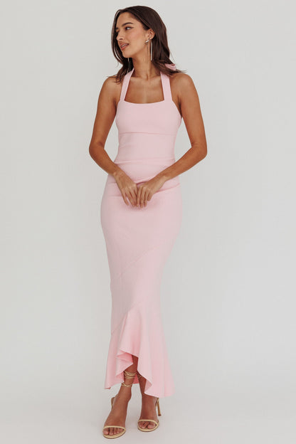 Fire Of Stars Halterneck Midi Dress Pink