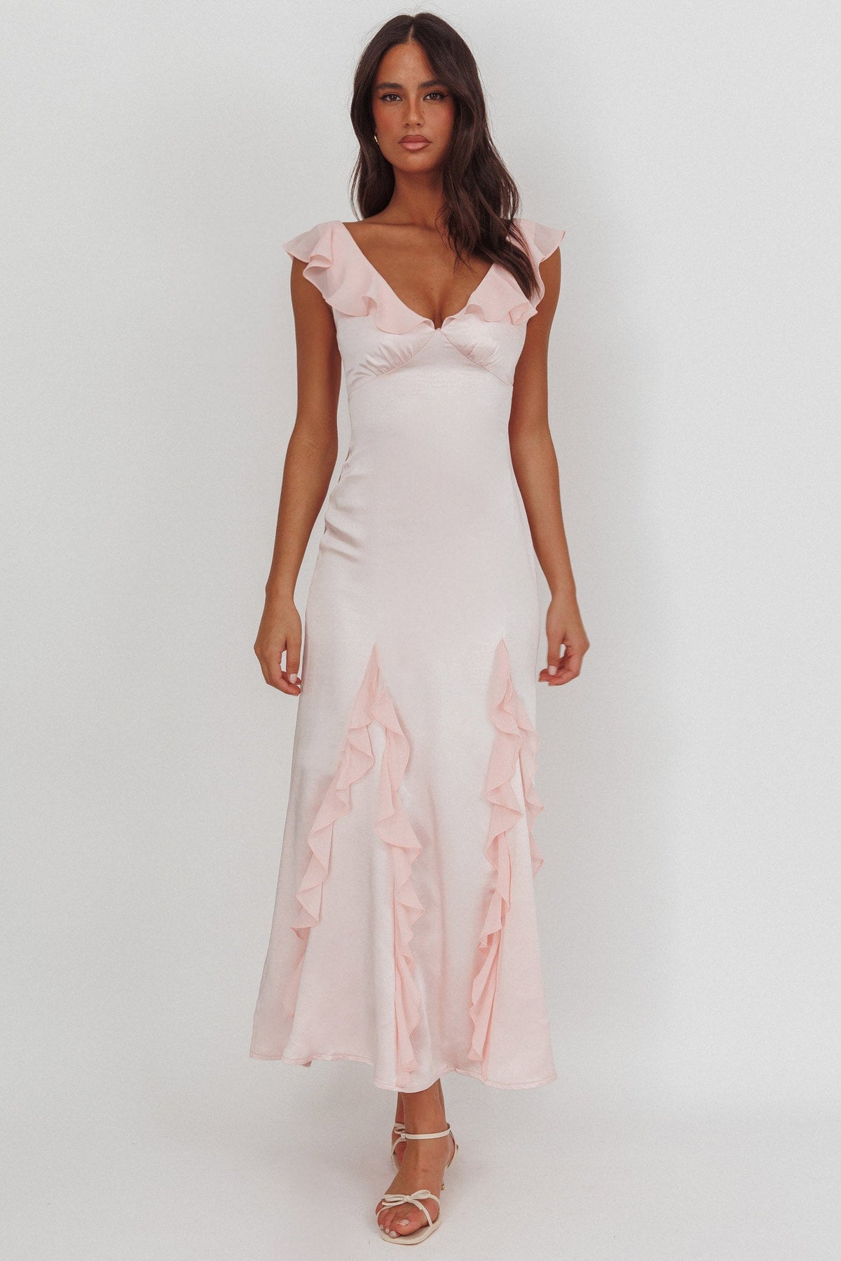 Zerai Ruffle Trimmed Maxi Dress Pink