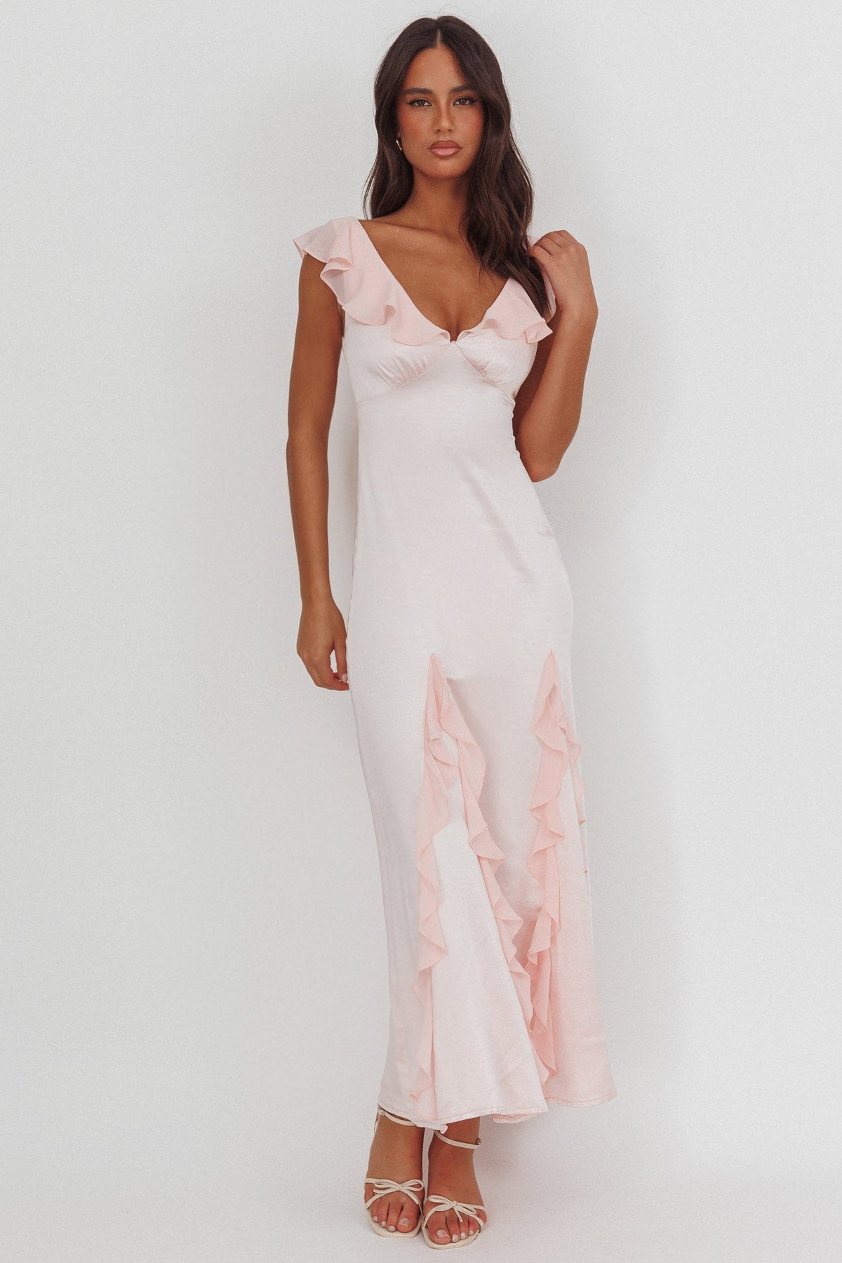 Zerai Ruffle Trimmed Maxi Dress Pink