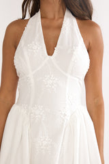 Talirosa Embroidered Halterneck Maxi Dress White