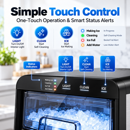 Portable Nugget Ice Maker – Compact Countertop Ice Maker Producing Soft Chewable Ice for Home & Events