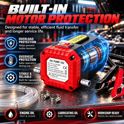 🛢️⚡ 12V 80W Electric Oil Extractor Pump – Engine Oil & Gear Oil Transfer Kit with Hoses