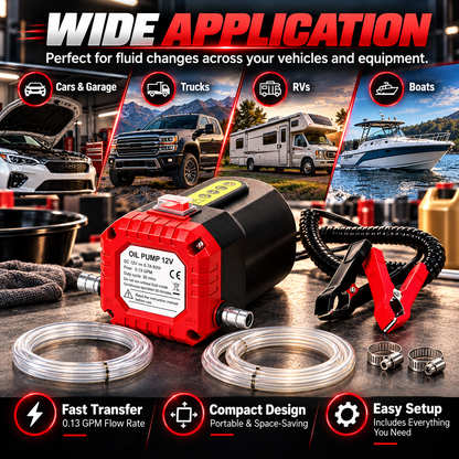 🛢️⚡ 12V 80W Electric Oil Extractor Pump – Engine Oil & Gear Oil Transfer Kit with Hoses