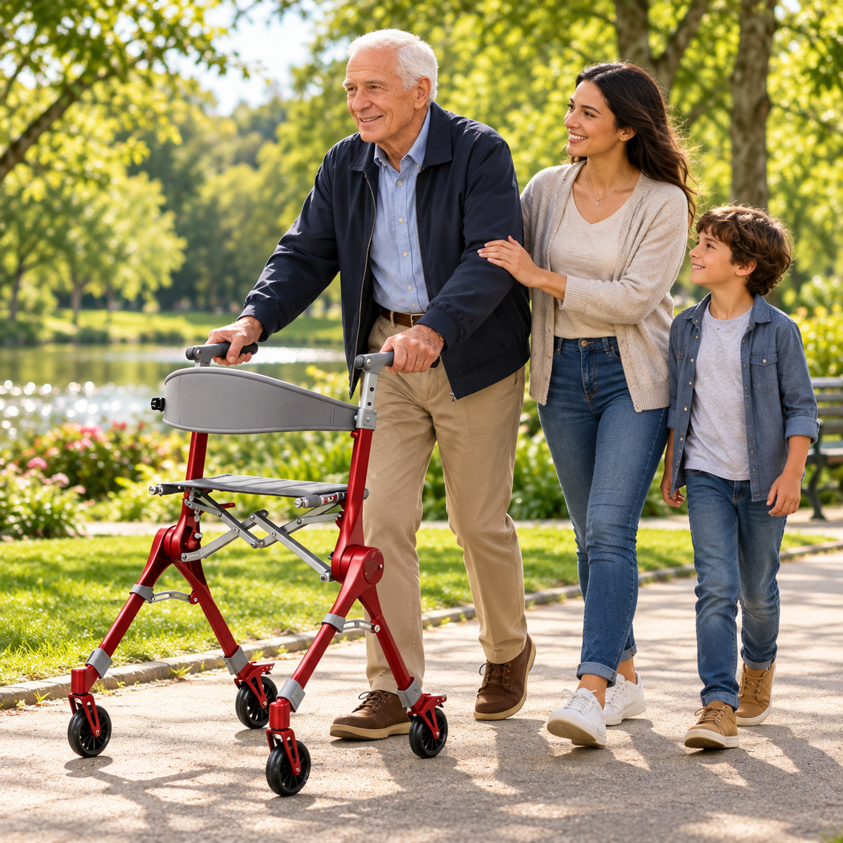 Ultra-Lightweight Foldable Rollator Walker with Seat – Adjustable Heig ...