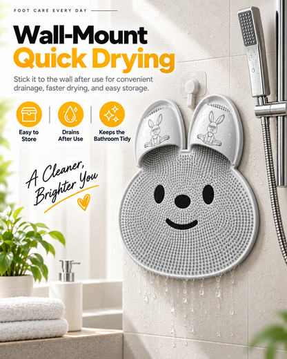 Non-Slip Bunny Shower Foot Scrubber – Soft Bristle Foot Cleaning & Massage Mat