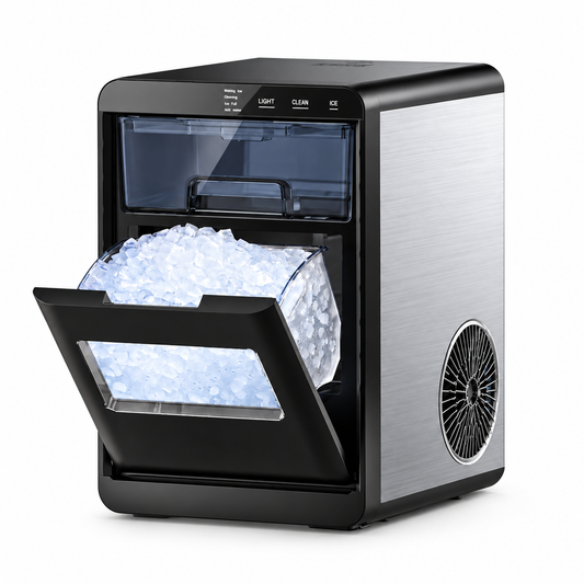 Portable Nugget Ice Maker – Compact Countertop Ice Maker Producing Soft Chewable Ice for Home & Events