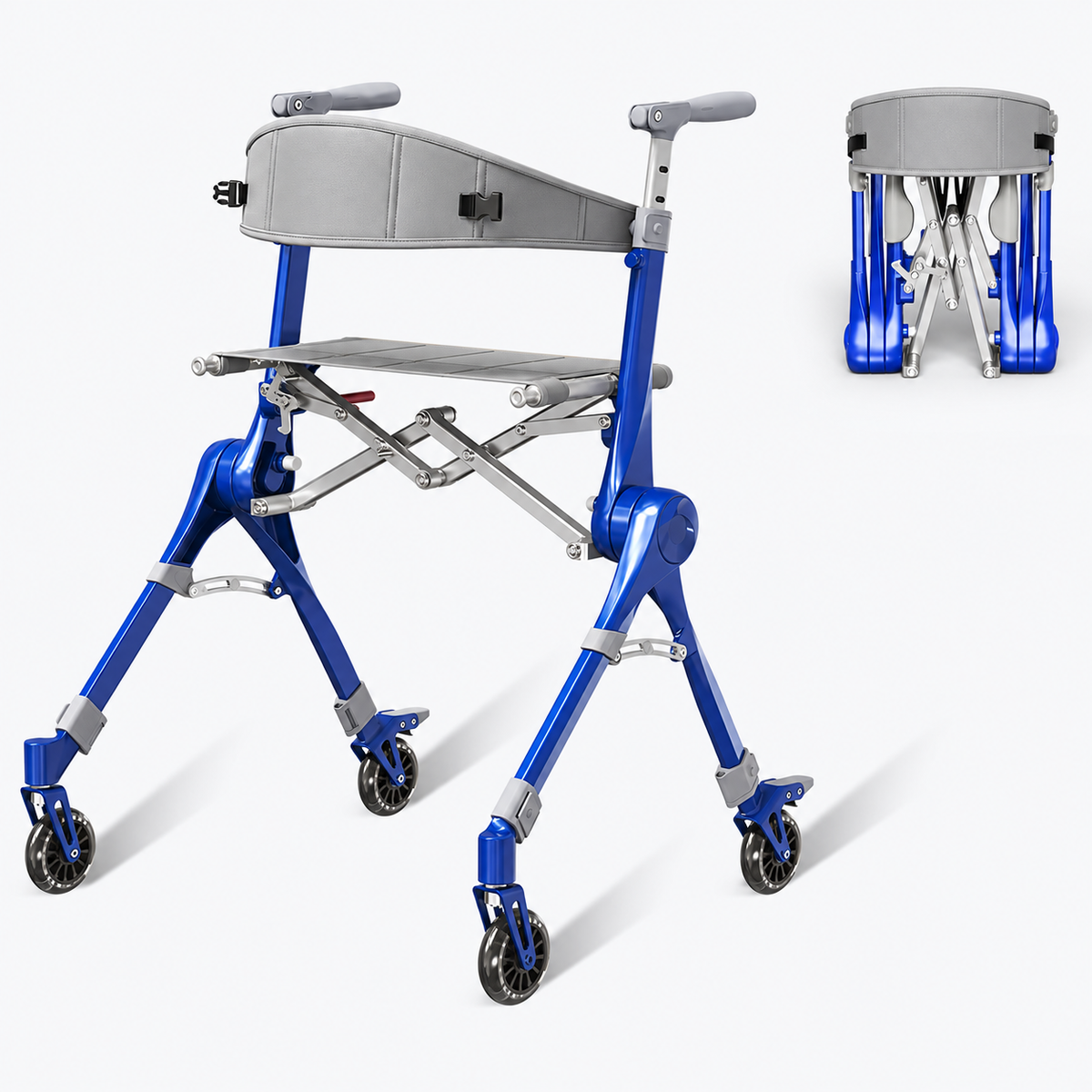 Ultra-Lightweight Foldable Rollator Walker with Seat – Adjustable Heig ...