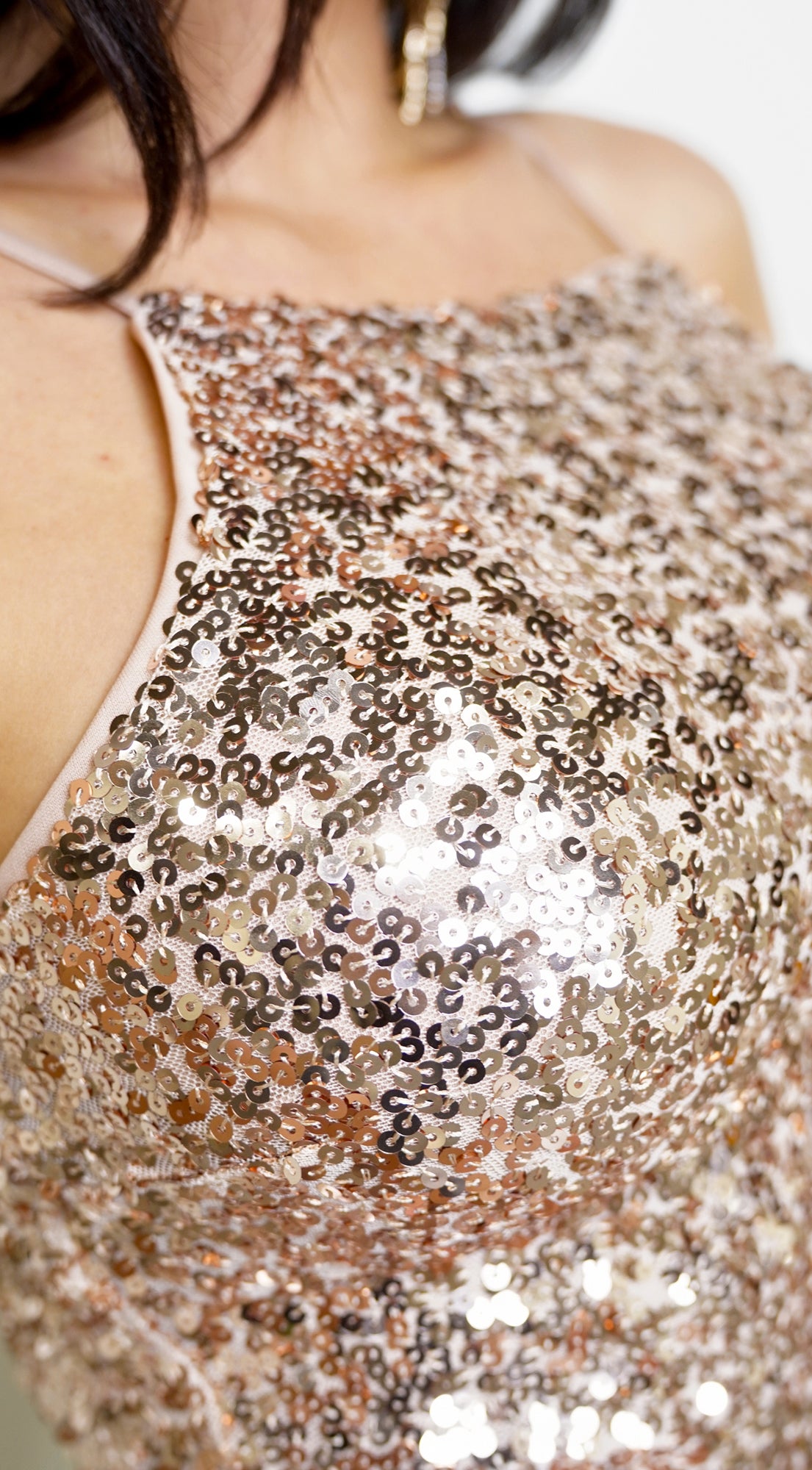 Kalise Halter Sequin Mini Dress - Champagne
