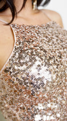 Kalise Halter Sequin Mini Dress - Champagne