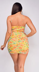 Nemy Yellow Multi Color Floral Print Mini Dress