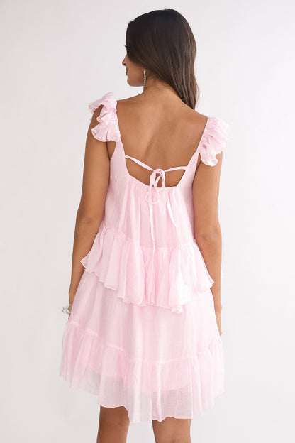 Loving Life Frill Trim Mini Dress Pink