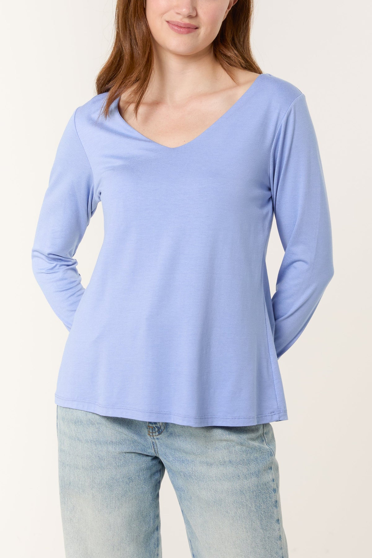 Basic V Neck Long Sleeve Blouse