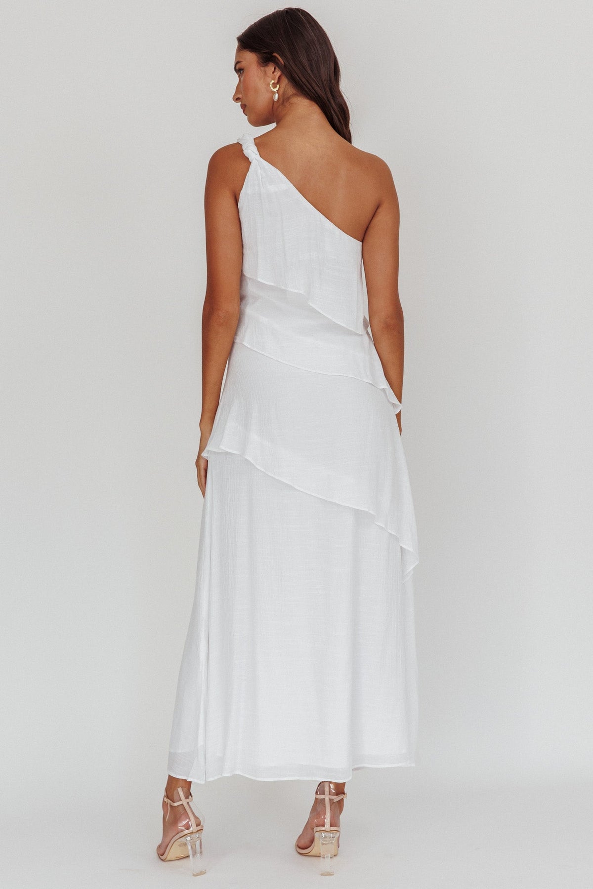 Delwyn One-Shoulder Maxi Dress White
