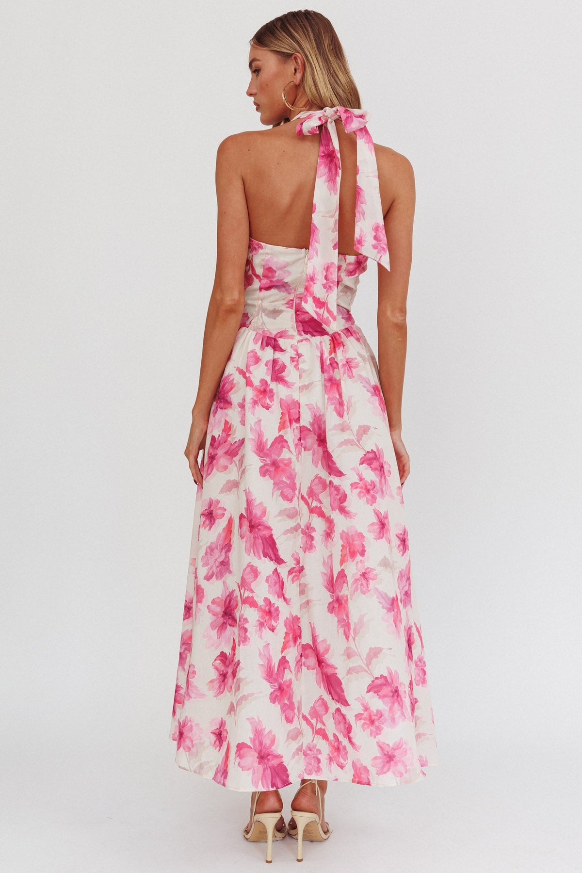 El Corazon Halterneck Dress Floral Pink
