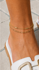 Paperclip Chain Gold Dipped Layered Anklet - Gold