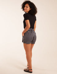 Stripe Belted Shorts
