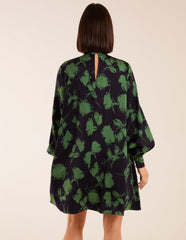 Abstract High Neck Keyhole Shift Dress