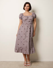 Gingham Milkmaid Midi Dress