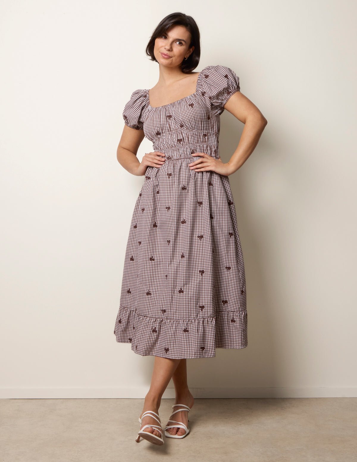 Gingham Milkmaid Midi Dress