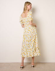 Ditsy Floral Poplin Milkmaid Midi Dress