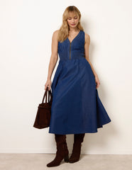 Zip Front Denim Dress