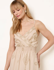 Embroidered Maxi Dress With Adjustable Straps