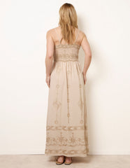 Embroidered Maxi Dress With Adjustable Straps