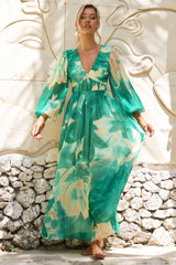 Coastlines Maxi Dress - Green Multi