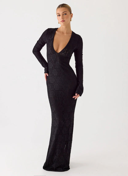 Astoria Long Sleeve Maxi Dress - Black