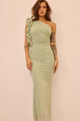 Golden Feelings Mesh Maxi Dress - Sage