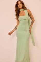 Lunaria Mesh Maxi Dress - Sage