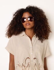 Gold Frame Aviators With Polarised Lense