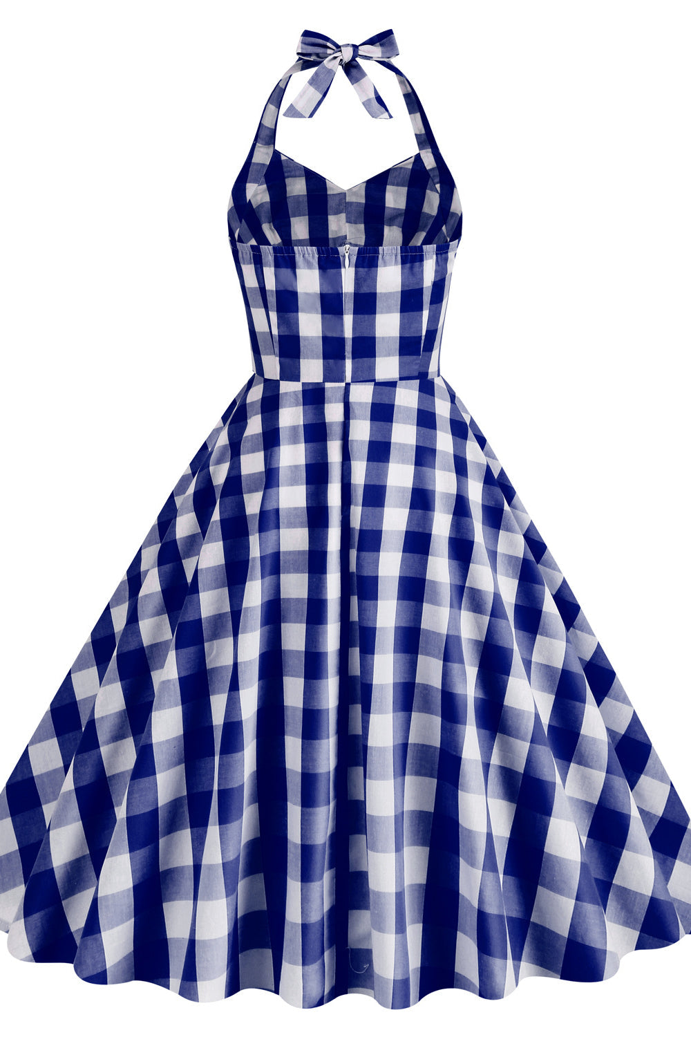 Halter Pink Plaid Gingham Swing Dress